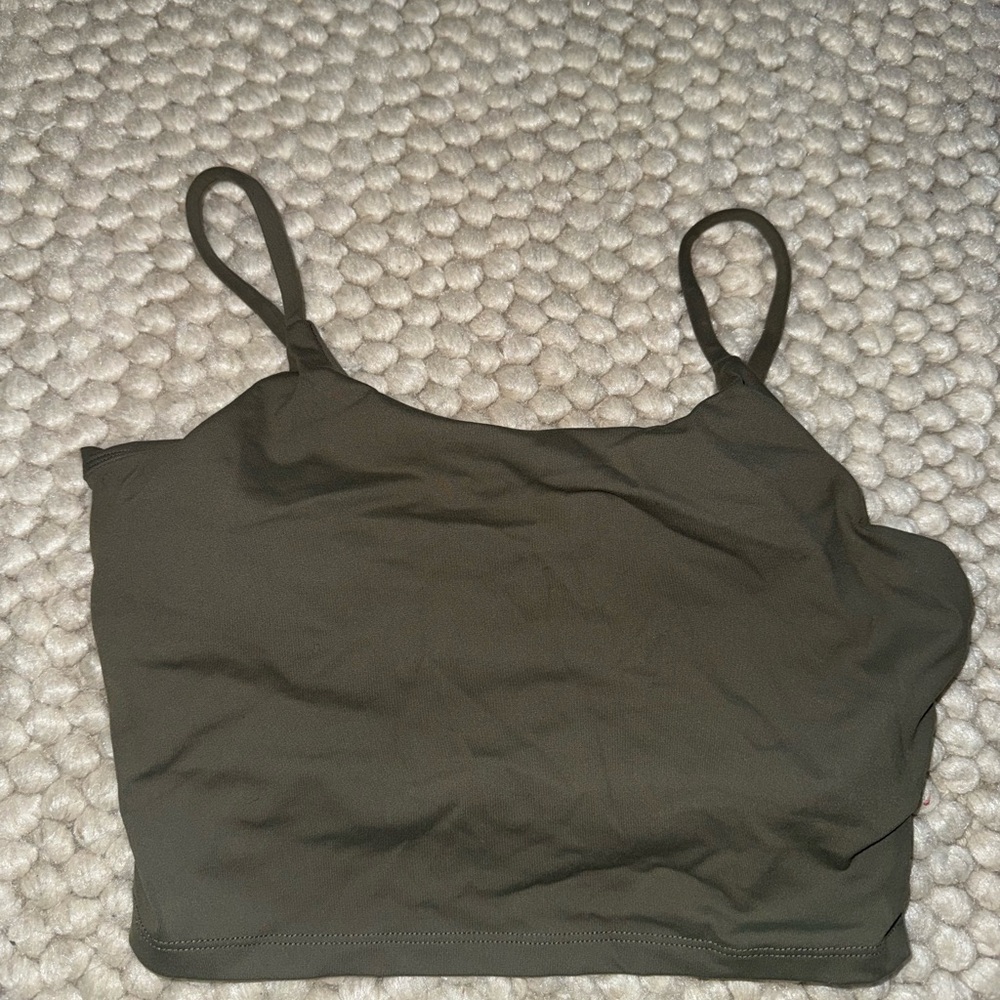 Olive Green Women's Workout Tank Top with Bra